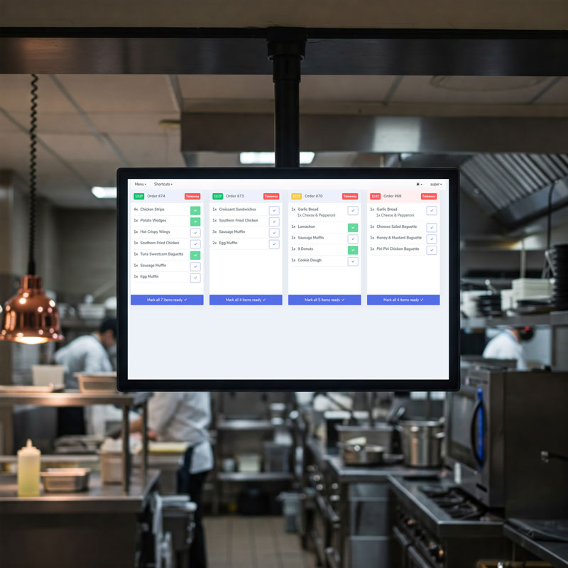 Kitchen screen display ceiling mounted