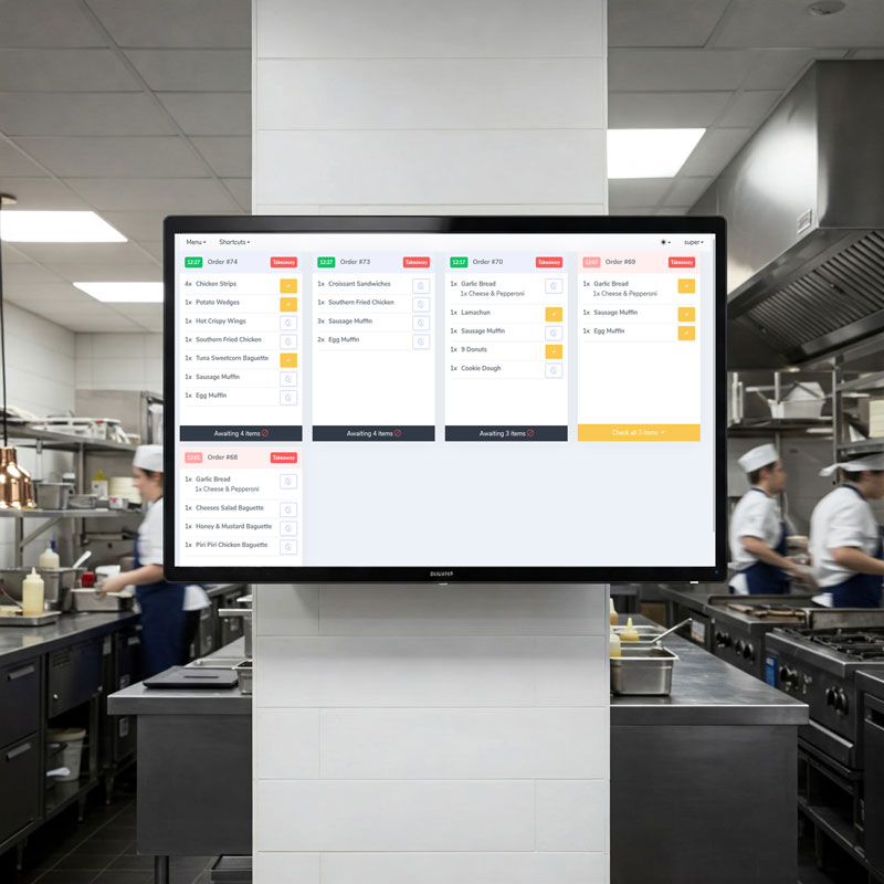 Kitchen screen display wall mounted